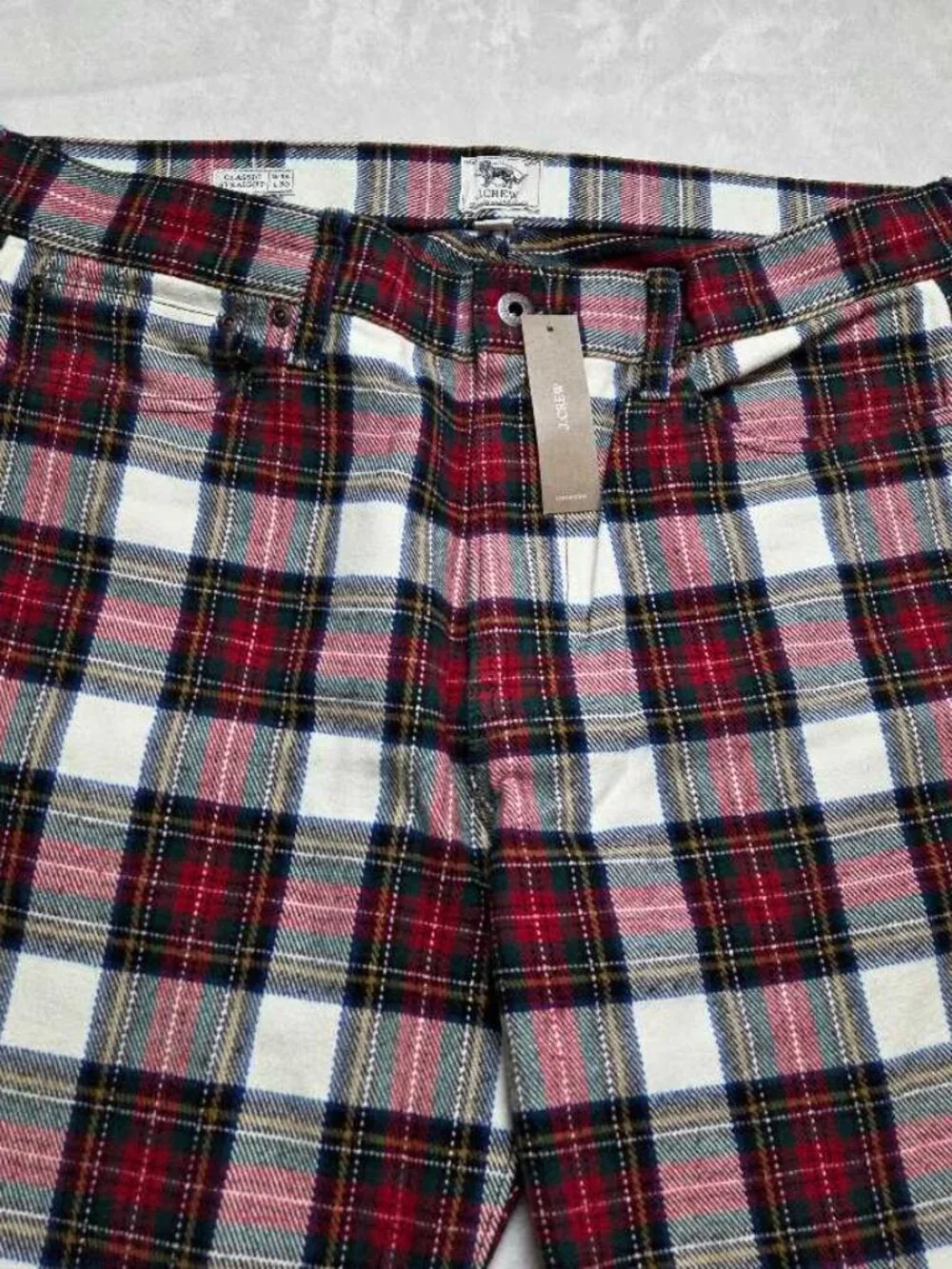 New 33x30 J.Crew classic 5-pocket twill pant in Christmas Stewart tartan plaid